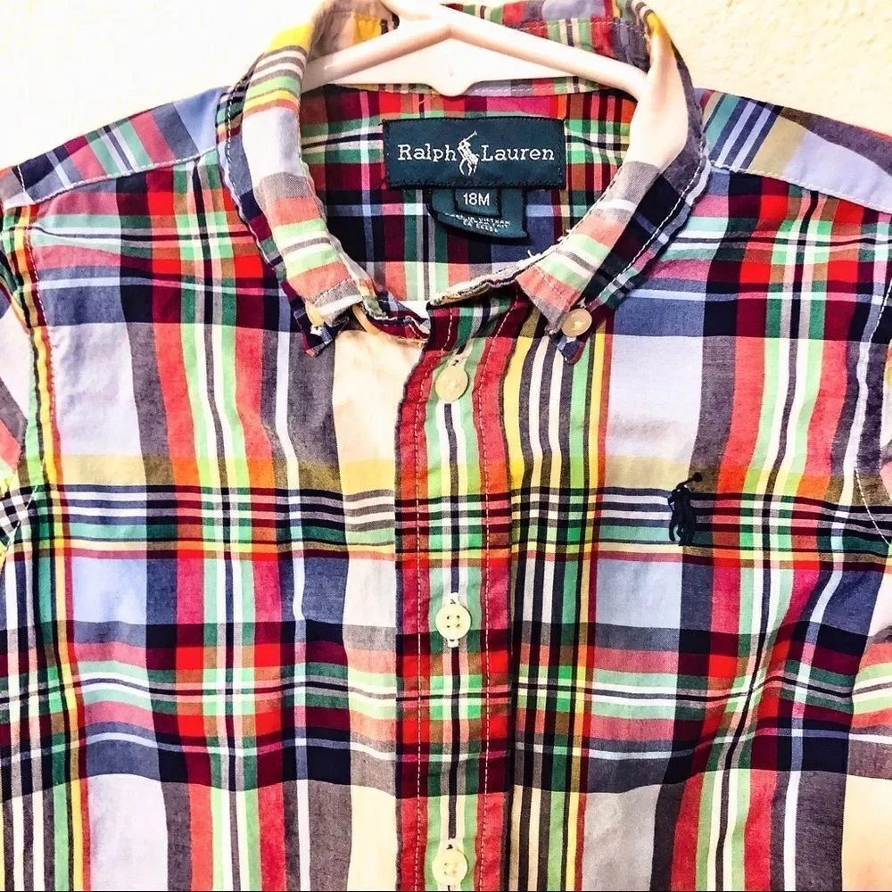 Ralph Lauren Spring Plaid Button-Down Sz 18M